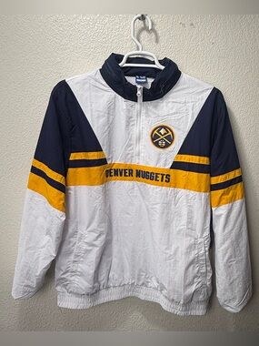 Denver Nuggets Pack It Up Jacket Mens L White NBA Basketball 1/4 Zip Ultra Game